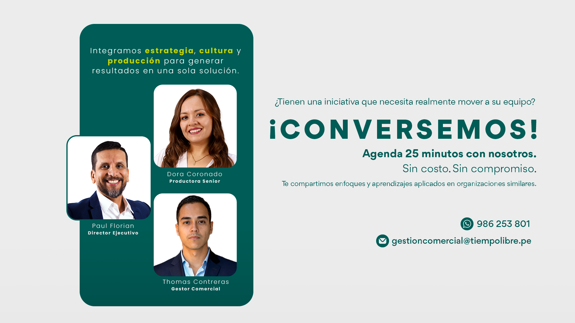 Conversemos sobre una experiencia corporativa para tu equipo